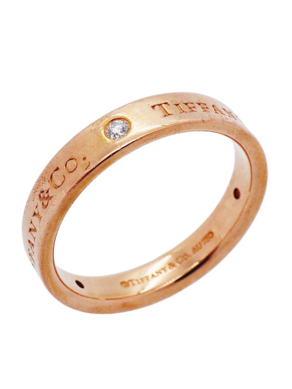 Tiffany & Co Ring Flat Band 18k Pink Gold Diamond